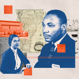 Martin Luther King Jr, Rosa Parks, a map of Vermont, and The National Museum of African American History and Culture  