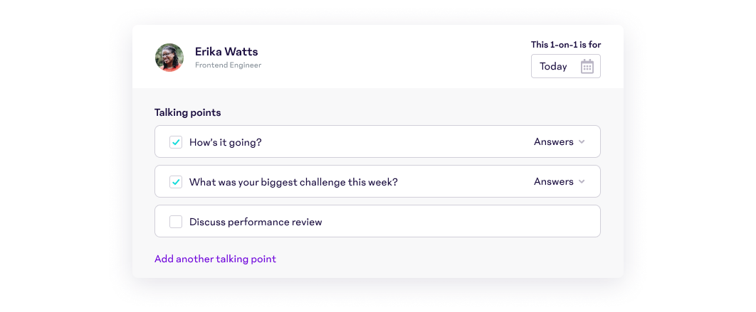 1-on-1 Talking Points